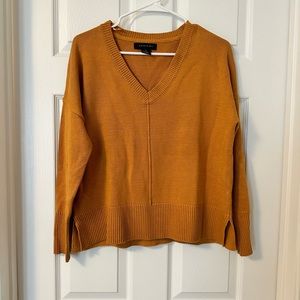 Tahari Small Vneck Sweater, mustard yellow